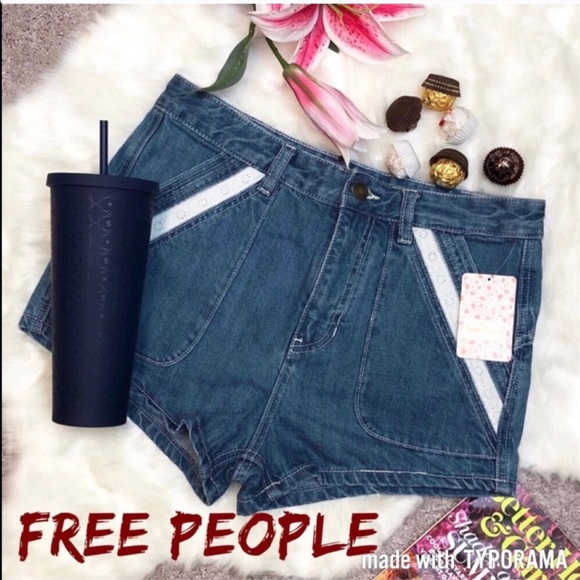 Free People Blue Solid Mini Shorts sz28 - Picture 2 of 8